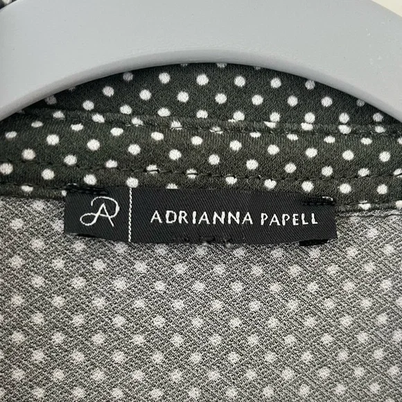 Adrianna Papell Green and White Polka Dot Top Size Medium - Picture 3 of 4